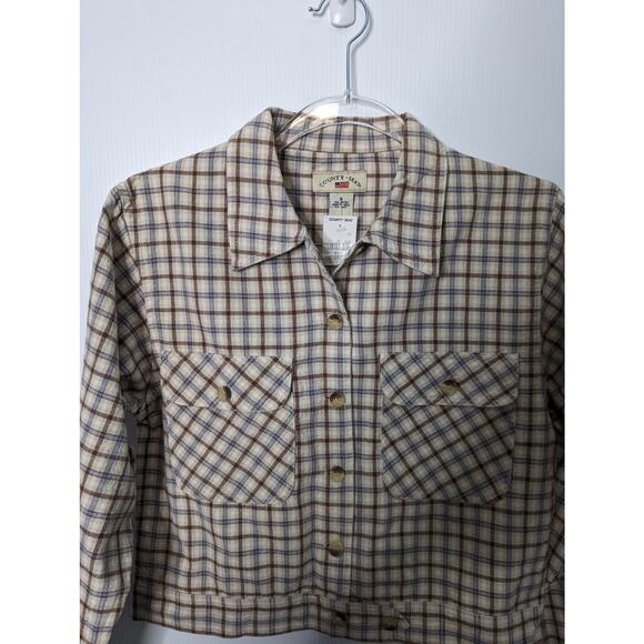 Vintage 90's County Seat Cropped Plaid Shirt Light Jacket Cotton Size S NWT - Picture 3 of 9
